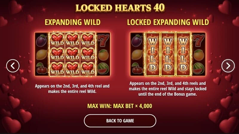 Locked Hearts 40 - genişleyen Wild kalp