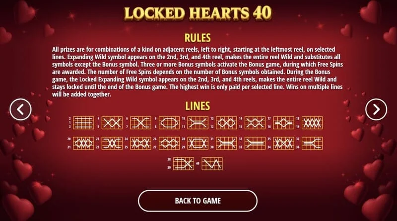 Locked Hearts 40 - makaralardaki kazanç çizgileri